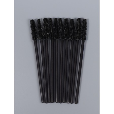 Brushes for eyebrows and eyelashes, silicone, set - 10 pcs, 10.5 cm, black color-1