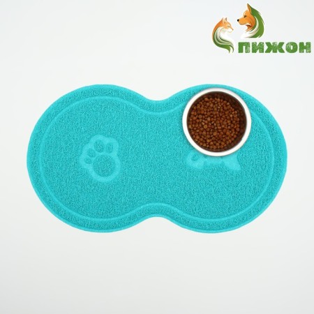 2-in-1 rug for a bowl/animal toilet two circles, 47 x 26 cm, turquoise