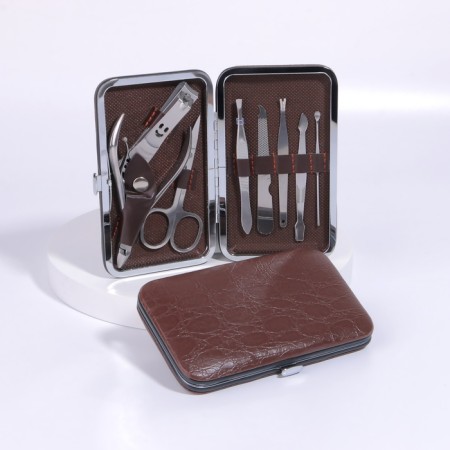The manicure set of "reptile", 8 objects, in a case, brown color-2