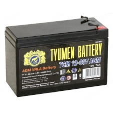 Battery Tyumen 7 Ah, 12 V, TSM 12-007 AGM, direct polarity