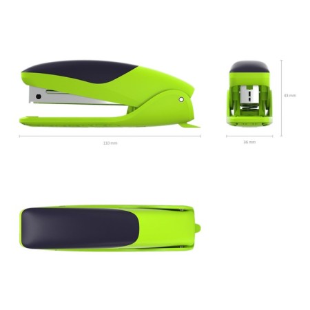 Stapler Erichkrause Ergoline No. 10, up to 15 sheets, built-in anti-stepler, rubber anti-slip insert, bright salad-1