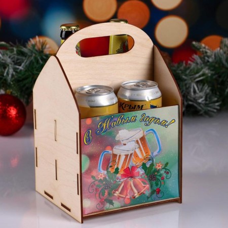 Box for beer "Happy New Year!" Beer mugs