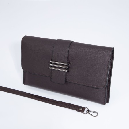 Bag-clate on magnet, long belt, brown color-4