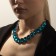 The necklace "Jewel" rectangles, the color of blue in silver, 32 cm