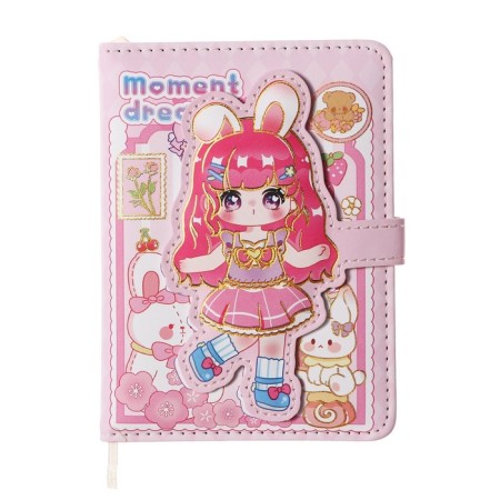 Gift notebook, A6, 100 sheets, color block, with a curly knife, PVC cover, "Anime", mix-1