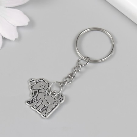 Metal keychain "Pesik with chamomile" 1.9x2.5 cm-1