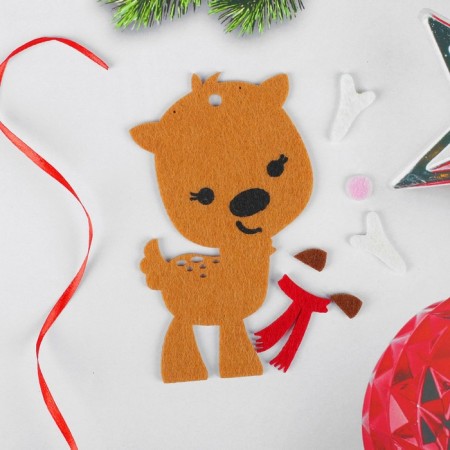 Set for creativity - Create a Christmas tree decoration from the felt "Olenenok in a scarf"-1