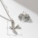 Set 2 objects: earrings, pendant "bird" Seagull, color black silver, 40 cm