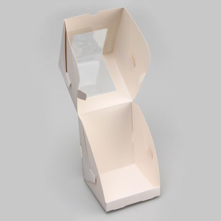 Packaging for one cupcake with a window, white, 12.5 x 9.5 x 9.5 cm-3