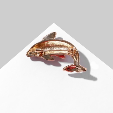Brooch "Fish" Opestr, red color in gold-1