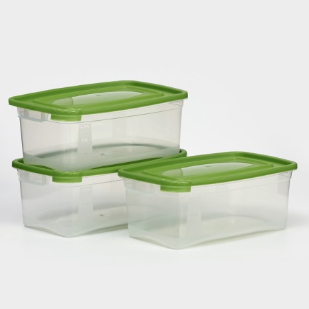 A set of food shares, 3 pcs: 1 l, 18.5 × 12 × 7 cm, rectangular, green color
