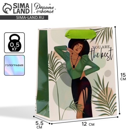 Gift package laminated, packaging, “you are the best”, rainbow holography, S 12 x 15 x 5.5 cm