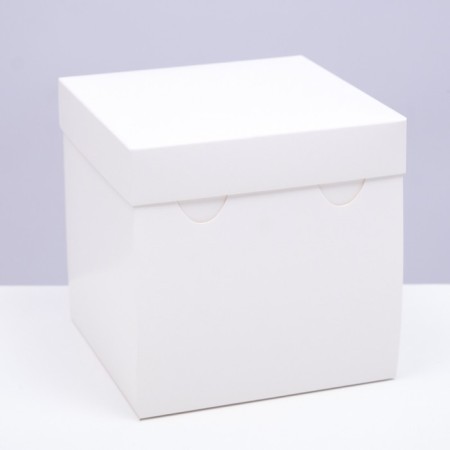 The box is folding, the lid is, white, 15 x 15 x 15 cm