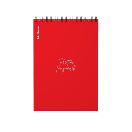 Notepad for spirals A5, 80 sheets, cage, Erichkrause "Words", plastic cover silk -screen cover, OFSET BELICT 100%, red