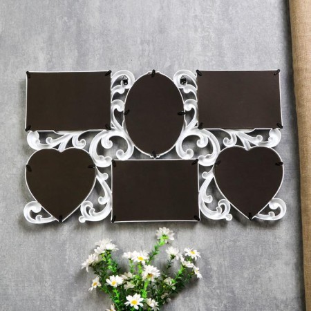 Photo frame plastic in 6 photos 10x15, 12x12 cm "curls" white 31.5x53 cm-3