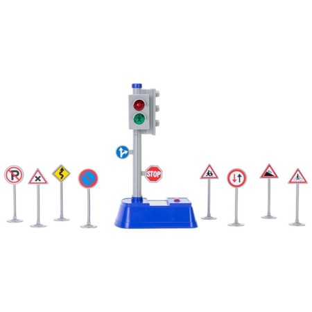 Traffic light 23 cm, light/sound, + 8 road signs-2