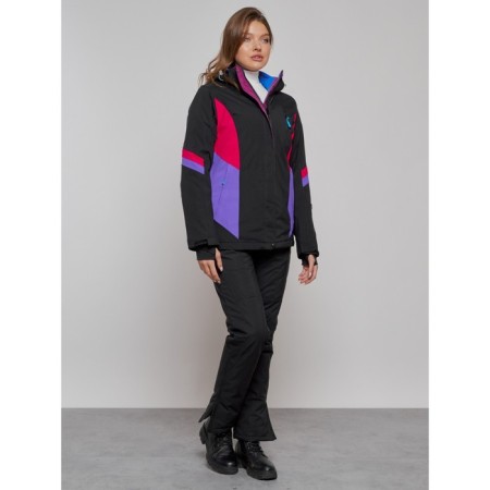 Ski jacket female winter, size 44, black color-3