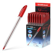 Ballpoint pen Erichkrause U-108 Classic Stick 1.0, Ultra Glide Technology, Ink red