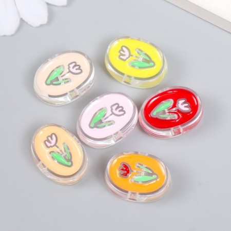 Busina Plastic "Summer breeze. Tulip in oval" Gloss Mix 2.2x1.5x0.8 cm