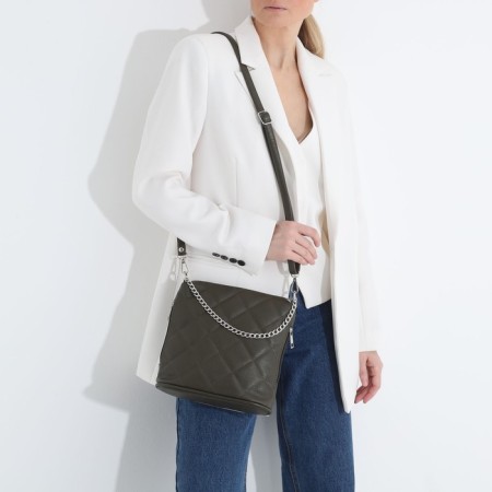 Janelli Cross-Boda Bag on a zipper, outer pocket, khaki color-7