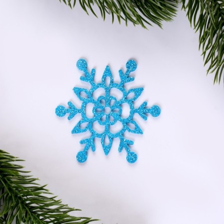 New Year's set for the decor "Snowflakes" 5 pcs., 7 cm, blue color-1