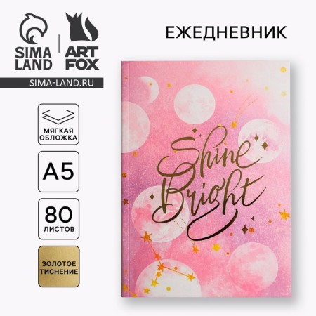 A diary in a thin cover with a shine shine Bright, A5, 80 sheets