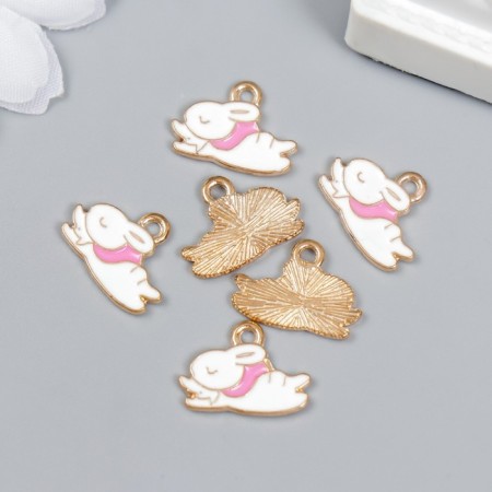 Decor for creativity metal, enamel "Sleeping White Bunny" 1.2x1.6 cm-2