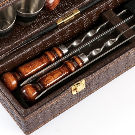 Set with skewers Gift "Elite-Xs" in a box from eco-leather No. 13-1