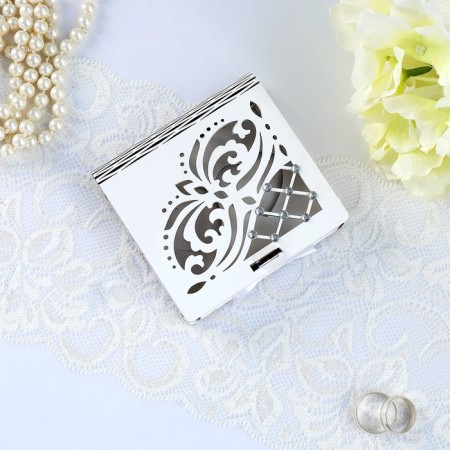 Casket for the ring "openwork", white, 10x9.5x2.6 cm-1