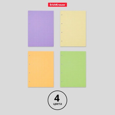 Smooth block for a notebook on rings A5, 120 sheets in a cage, tinted: 4 colors of 30 sheets-1