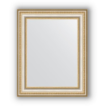 Mirror in the baguette frame - gold beads on silver 60 mm, 41 x 51 cm, evoForm