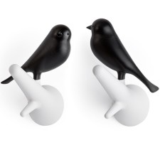 A set of 2 wall hangers Sparrow, white / black color