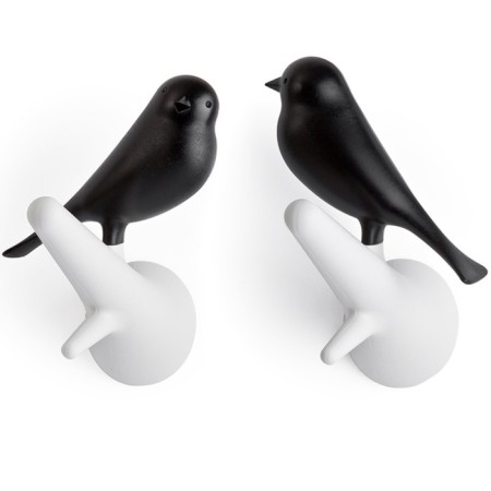A set of 2 wall hangers Sparrow, white / black color