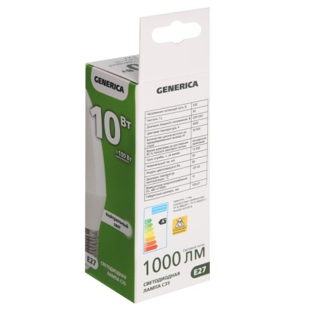 LED LED Generica C35, 10 W, candle, 4000 K, E27, 230 V, LL-C35-10-230-40-E27-G-1
