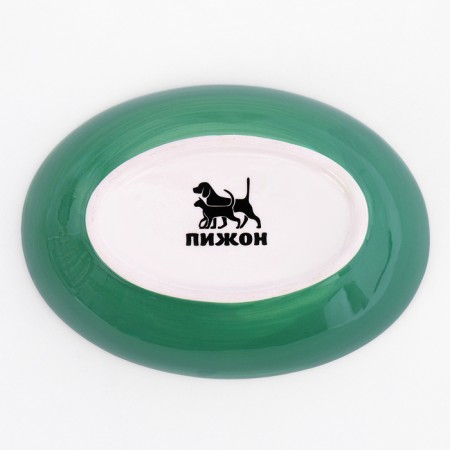 Keramic "cute kisa" saucer 200 ml 15.7 x 11.3 x 3.8 cm, green-5