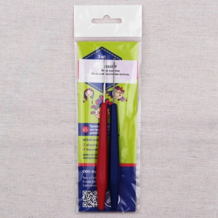 Club-crook set and for raising loops, 2 pcs, blue/red color-2