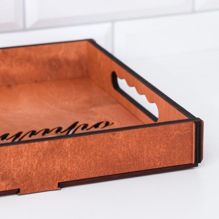 Wooden tray "good morning" with decor 35.3x24.8x4 cm-2