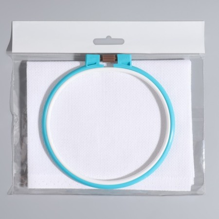 Cross embroidery kit: canvas without a drawing white, 30 × 40 cm, hoop d = 16 cm, color mix-4