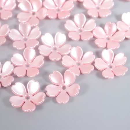 Beads for creativity plastic "Flower Pearl" set 40 pcs pink 1.5x1.5 cm