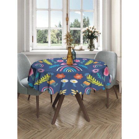 The tablecloth “Flowers and Rainbow”, round, Saten, D = 150 cm-2