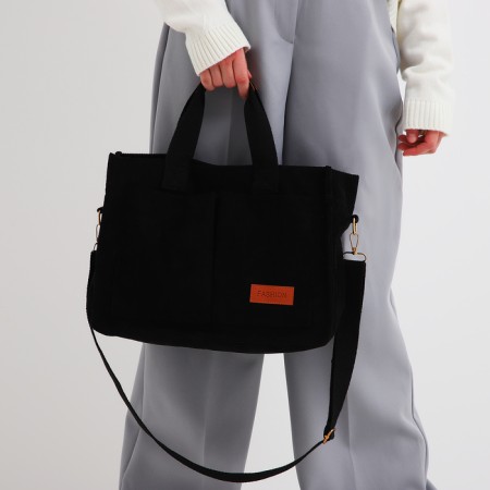 Youth bag with zipper, black color-2