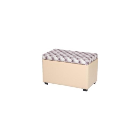 Puff Print 700x380x430 velor light-beige, light lilac/eco-leather beige