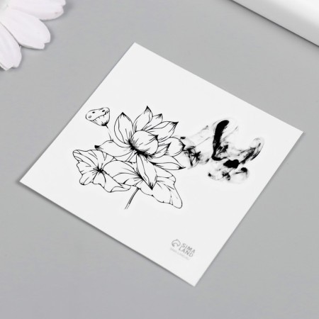 Black body tattoo “Black. Lotuses” 6x6 cm-4