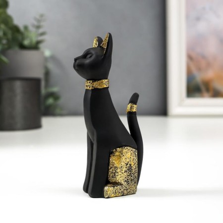 Polystone souvenir "Black cat with golden ears and paws" 12.5x5x3.7 cm-2