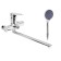 Bath mixer Zein Z3848, single -leaf, pour 30 cm, shower set, watering can 5 dir, chrome