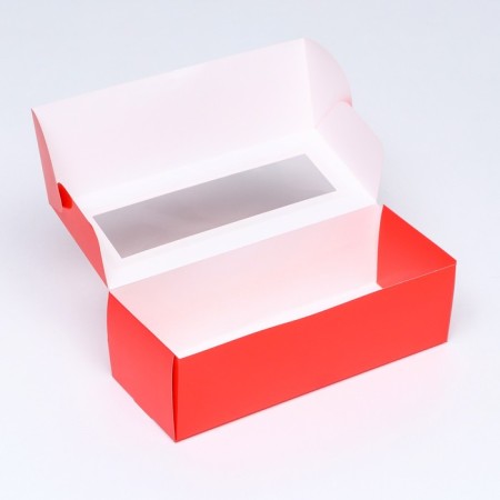 Folding box with a window for roll, red, 26 x 10 x 8 cm-3