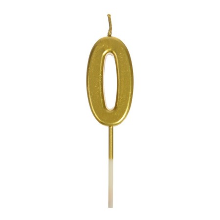 Candle in a cake on a skewer, number 0, gold, 4.5x2.5 cm-2