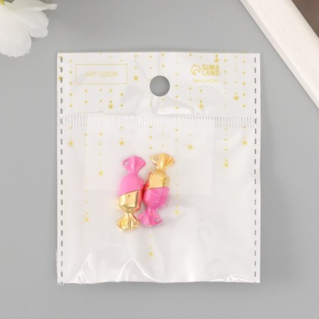 Magnetic Metal Castle "Candy" gold and pink set 2 pcs 1x3x1 cm-3