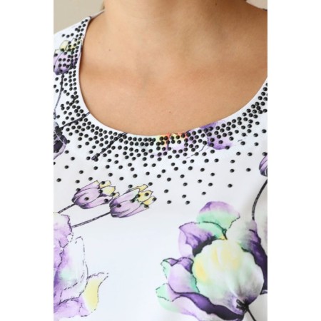 Female blouse, size 52, white, purple color-3