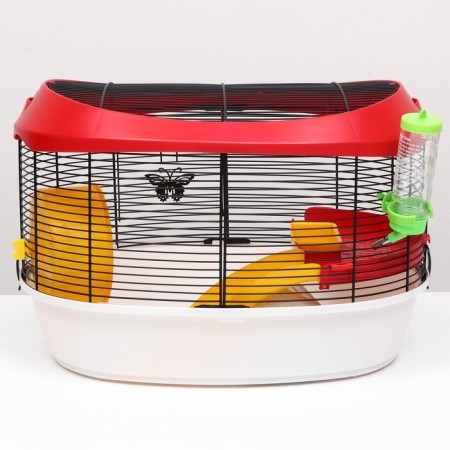 The cage for rodents is equipped, 48 x 35 x 34 cm, red-1
